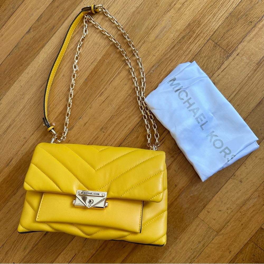 NWT Michael Michael Kors yellow Cece Chain Crossbody bag Quilted Leather